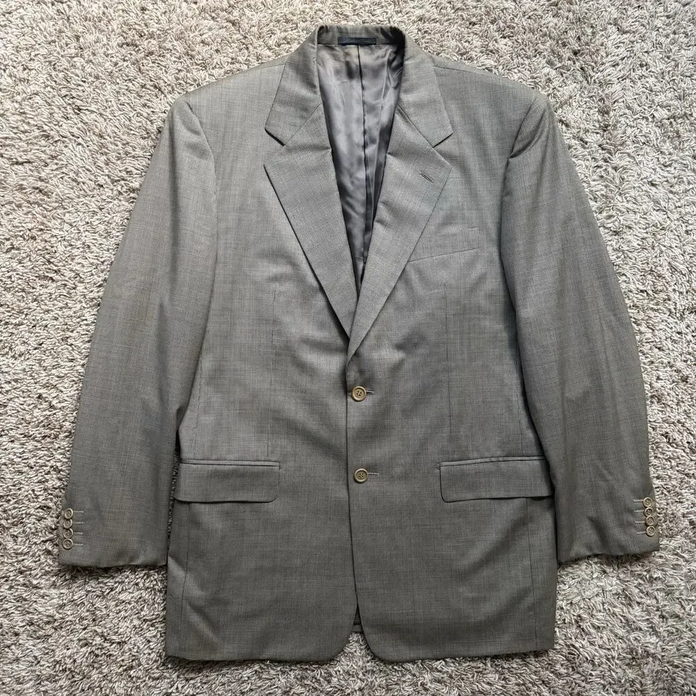 Vintage Sartori Mabro Italy Super 120’s Wool Suit Jacket Grey Beige Men Size 42L